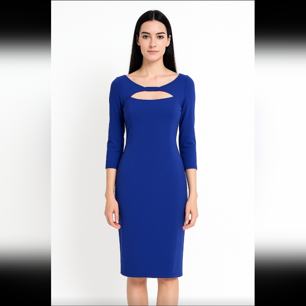 Escada Blue Asymmetrical Bodycon Dress for Cocktail